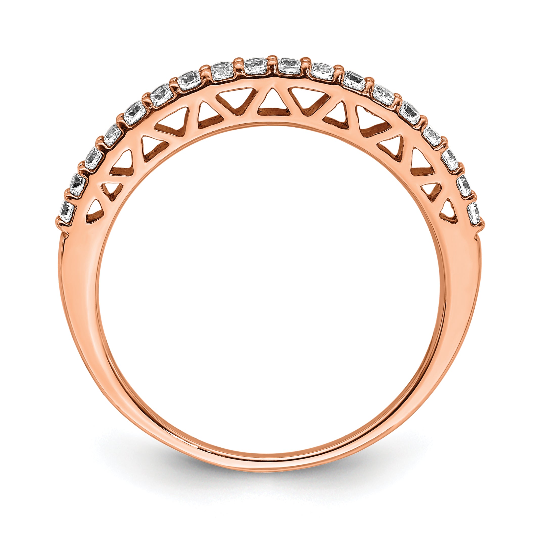 14k Rose Gold Polished Diamond Band