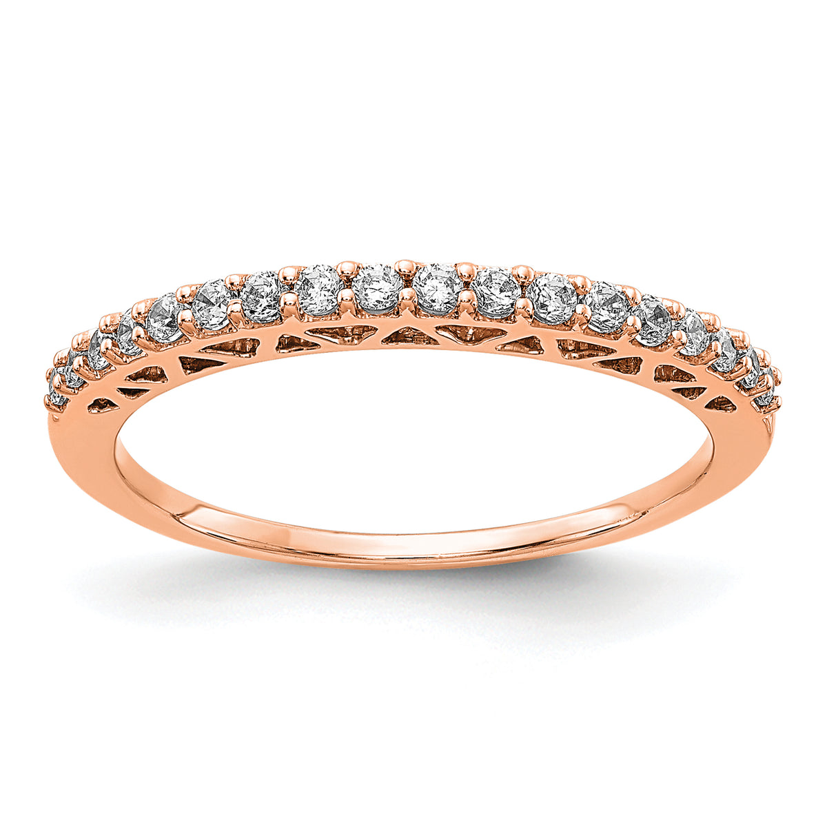 14k Rose Gold Polished Diamond Band