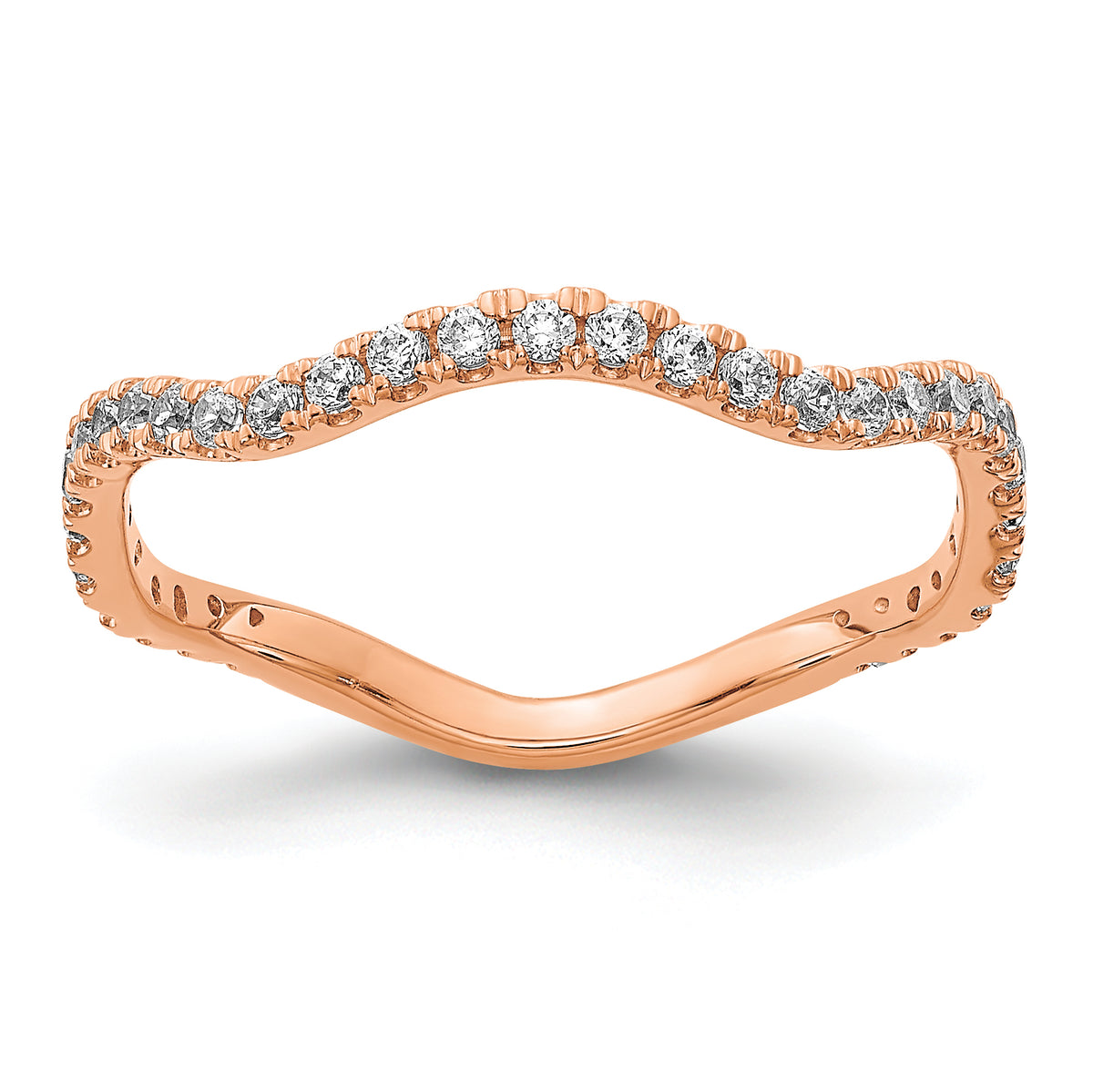 14k Rose Gold Diamond Wavy Band