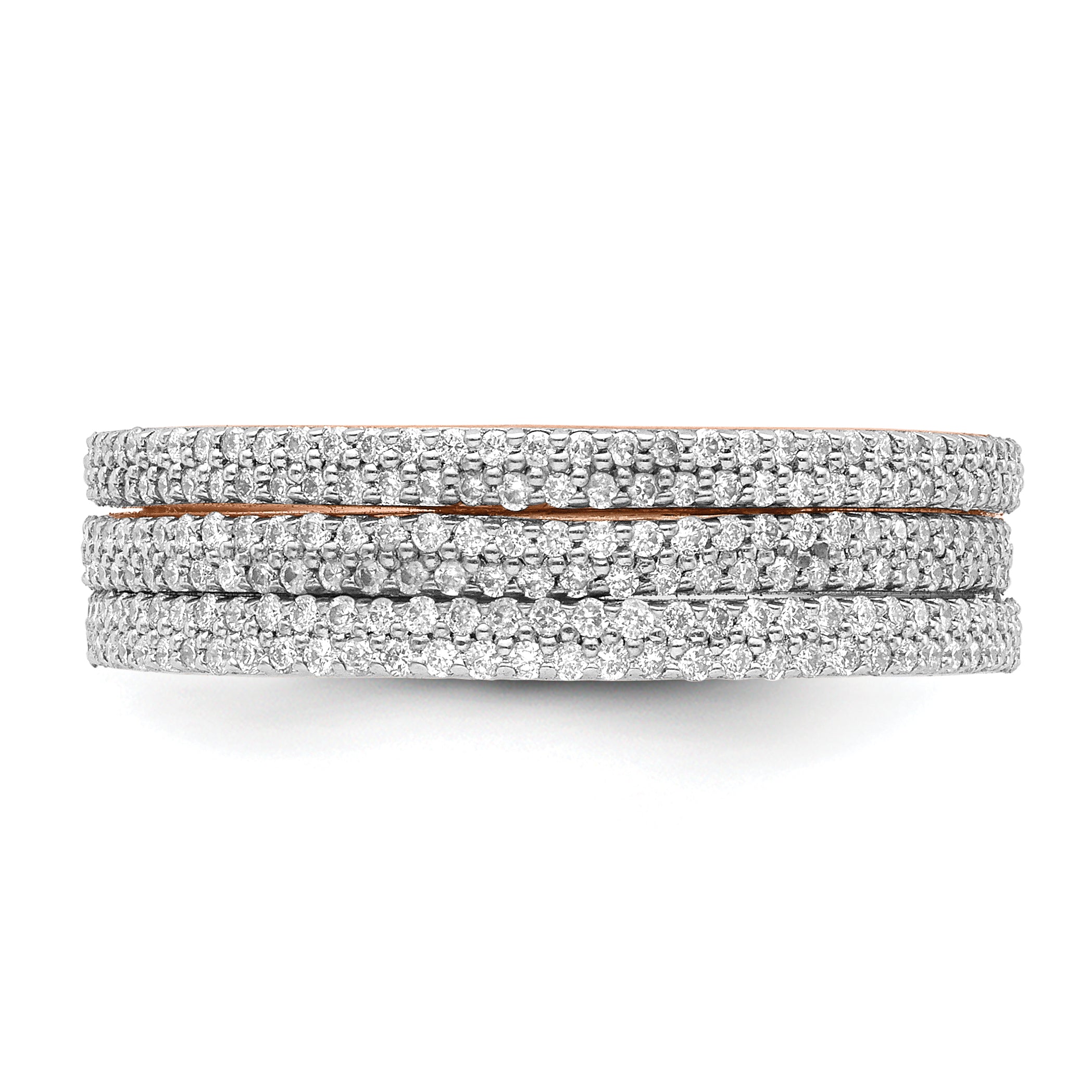 14k Tri-color Diamond Trio Stackable Rings