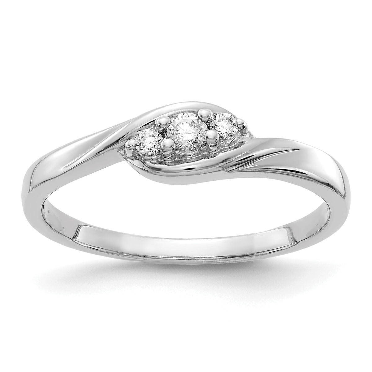 10k White Gold 3-stone Diamond Ring