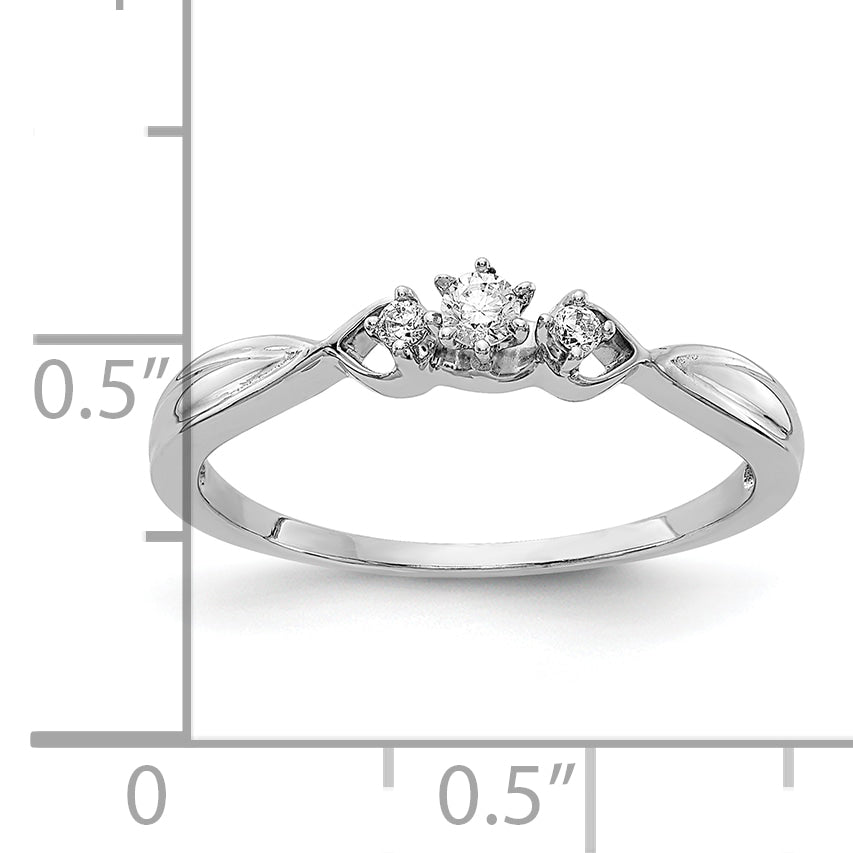 10k White Gold 3-stone Diamond Ring