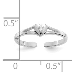 10K White Gold .01ct Diamond Heart Toe Ring