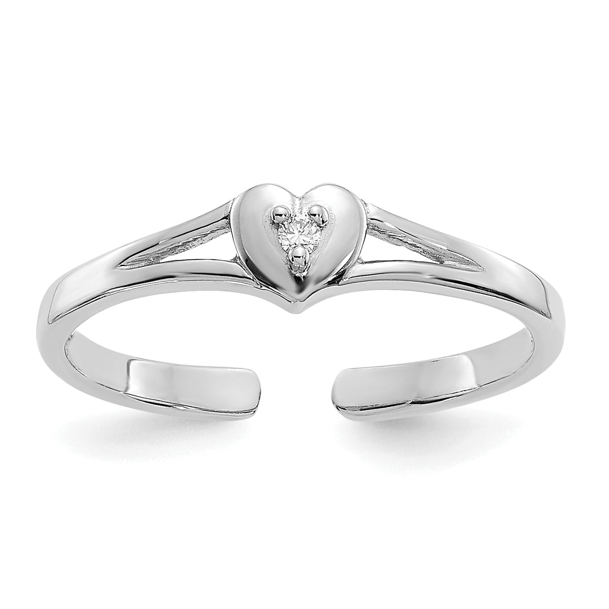 10K White Gold .01ct Diamond Heart Toe Ring