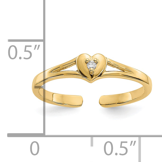 10K .01ct Diamond Heart Toe Ring