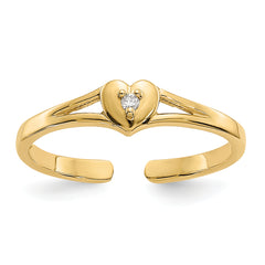 10K .01ct Diamond Heart Toe Ring