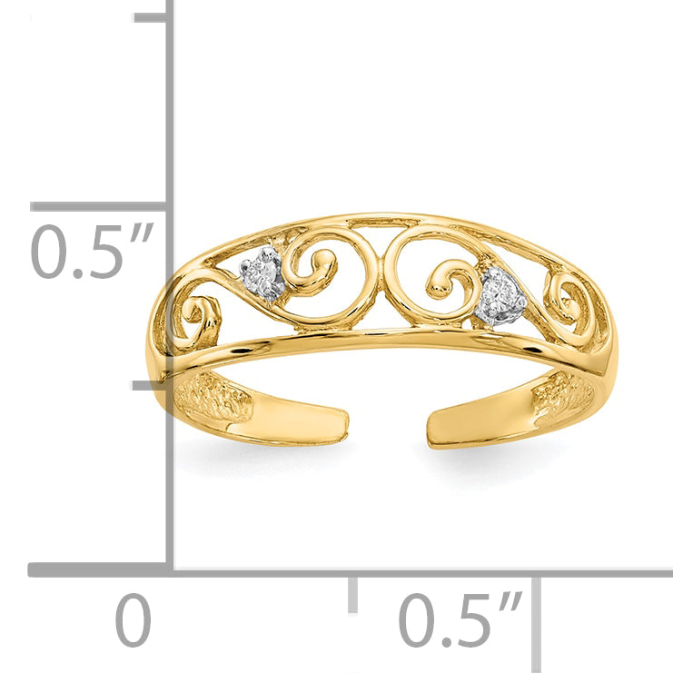 10k .02ct Diamond Scroll Toe Ring