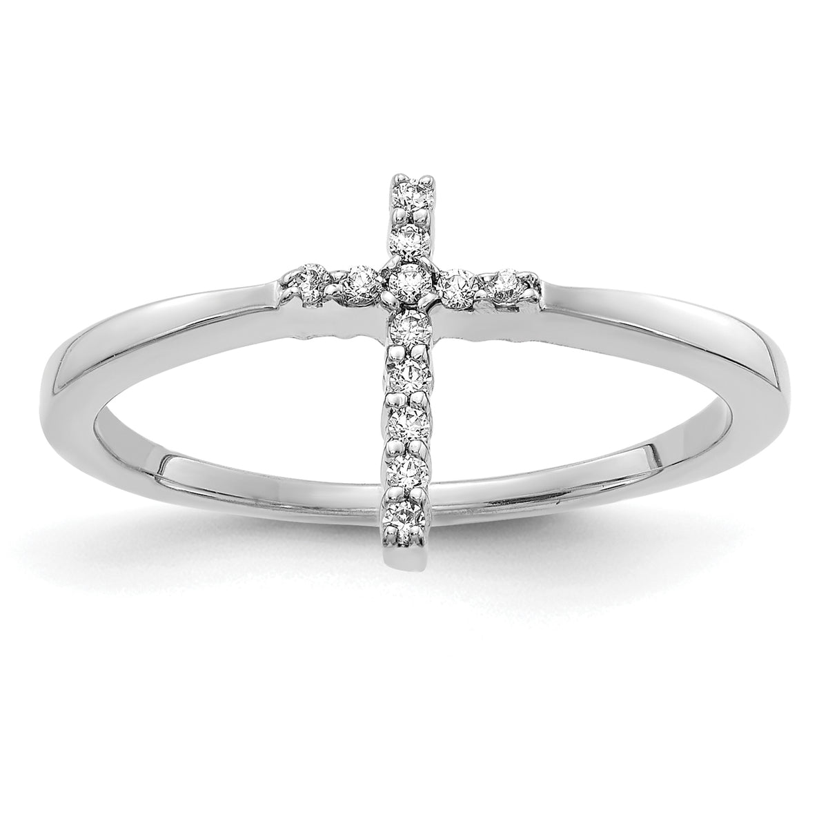 14K White Gold Lab Grown Diamond Cross Ring