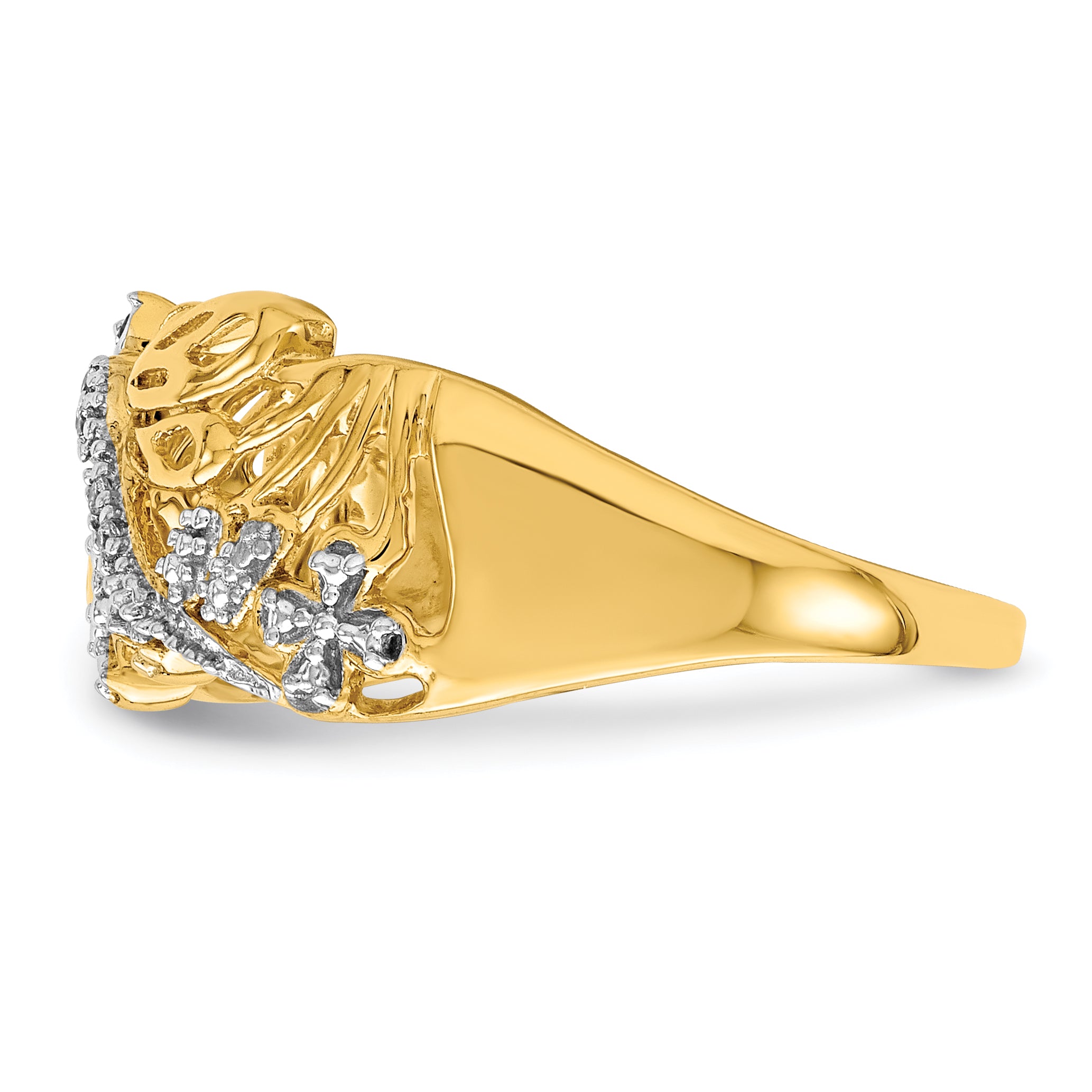 14k Rhodium Diamond Dragonfly Ring