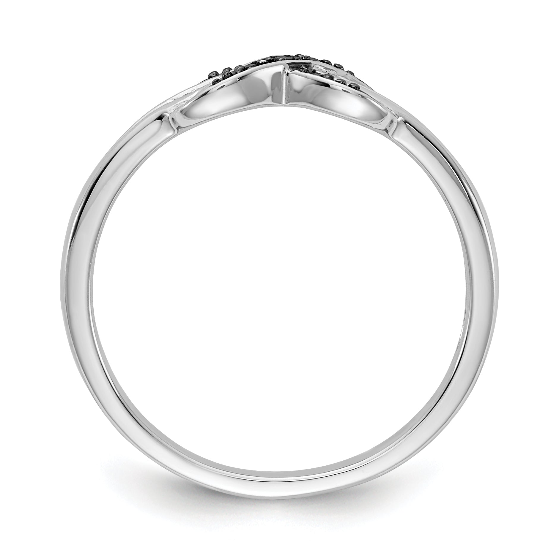 14k White Gold Black and White Diamond X-Ring