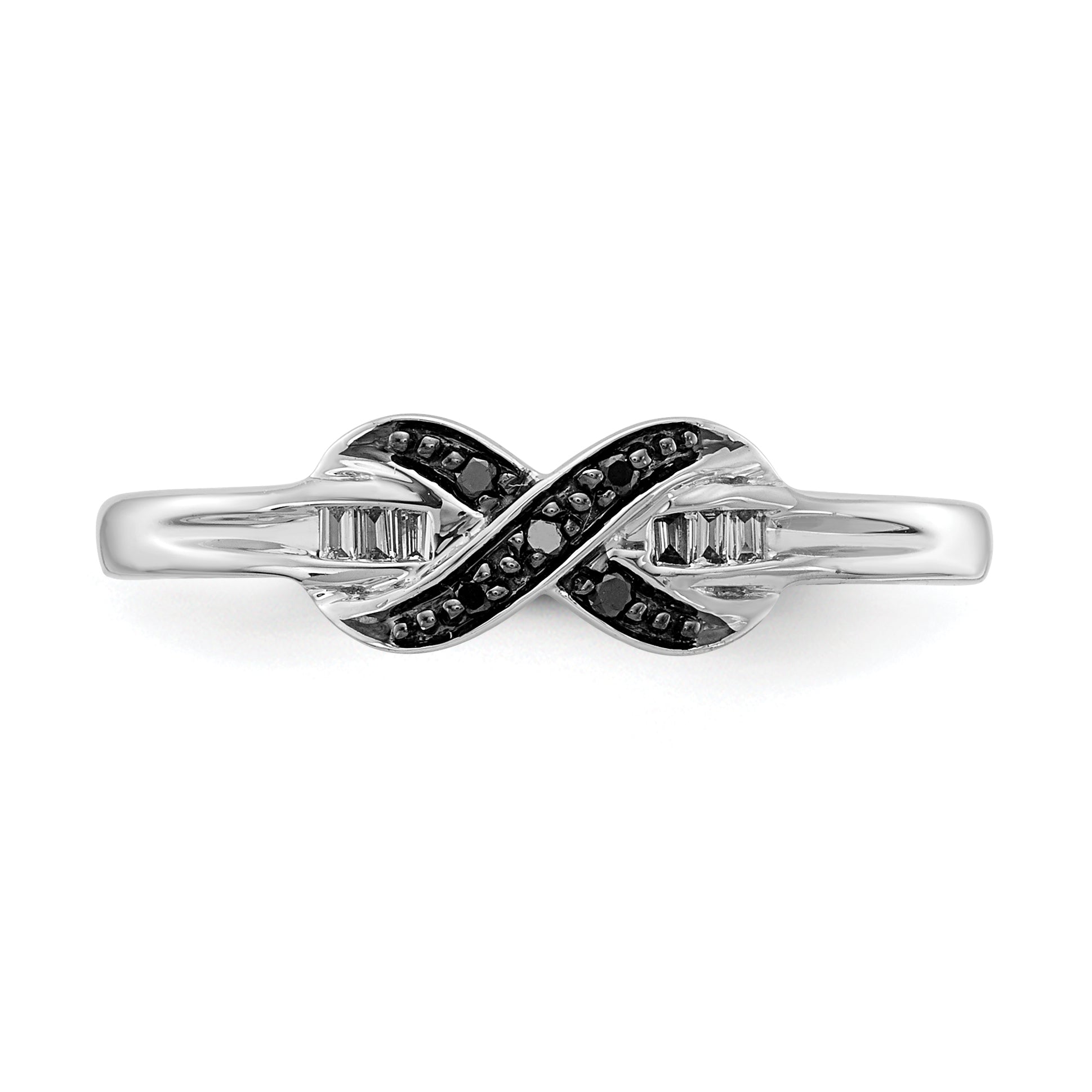 14k White Gold Black and White Diamond X-Ring