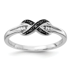 14k White Gold Black and White Diamond X-Ring