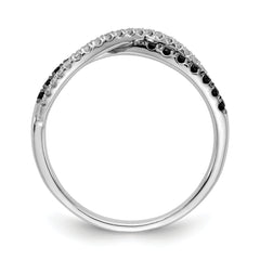 14k White Gold Black and White Diamond Twisted Ring