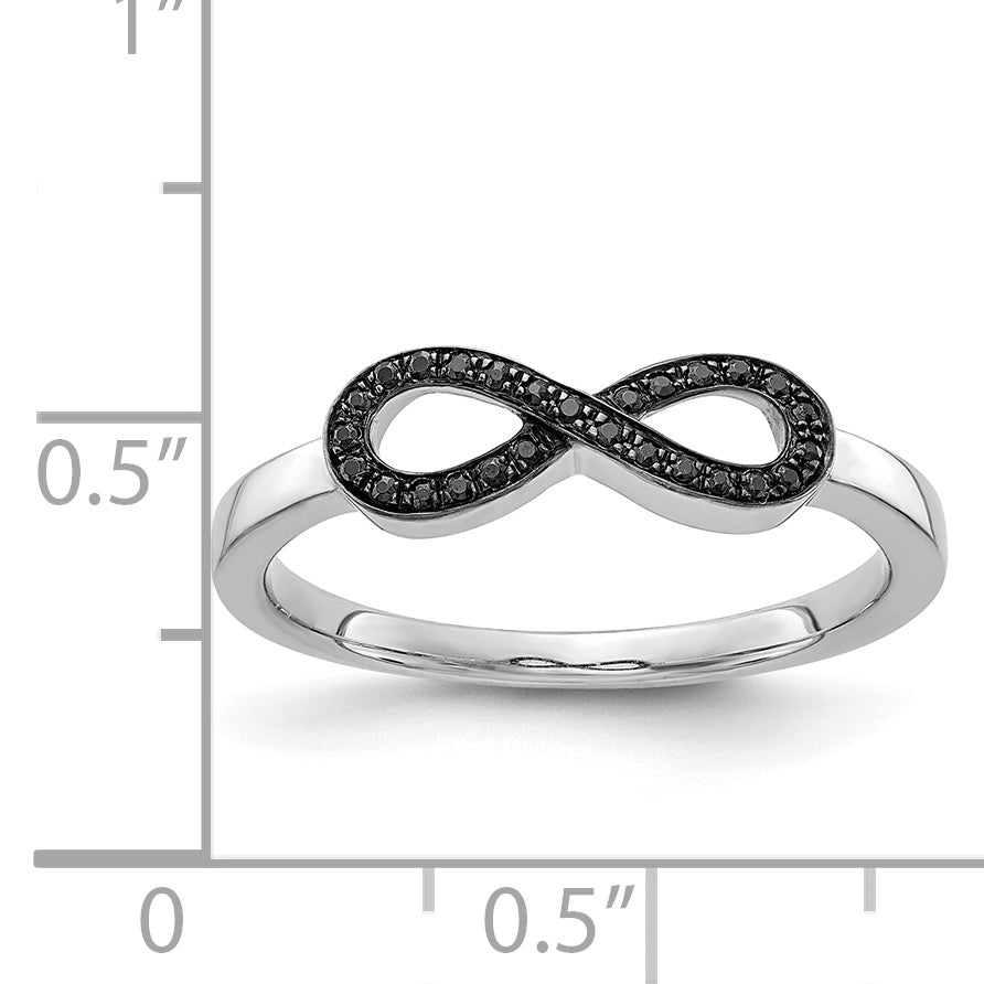 14k White Gold Black Diamond Infinity Ring