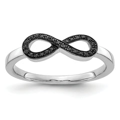 14k White Gold Black Diamond Infinity Ring