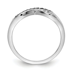 14k White Gold With Black and White Diamond Crisscross Ring