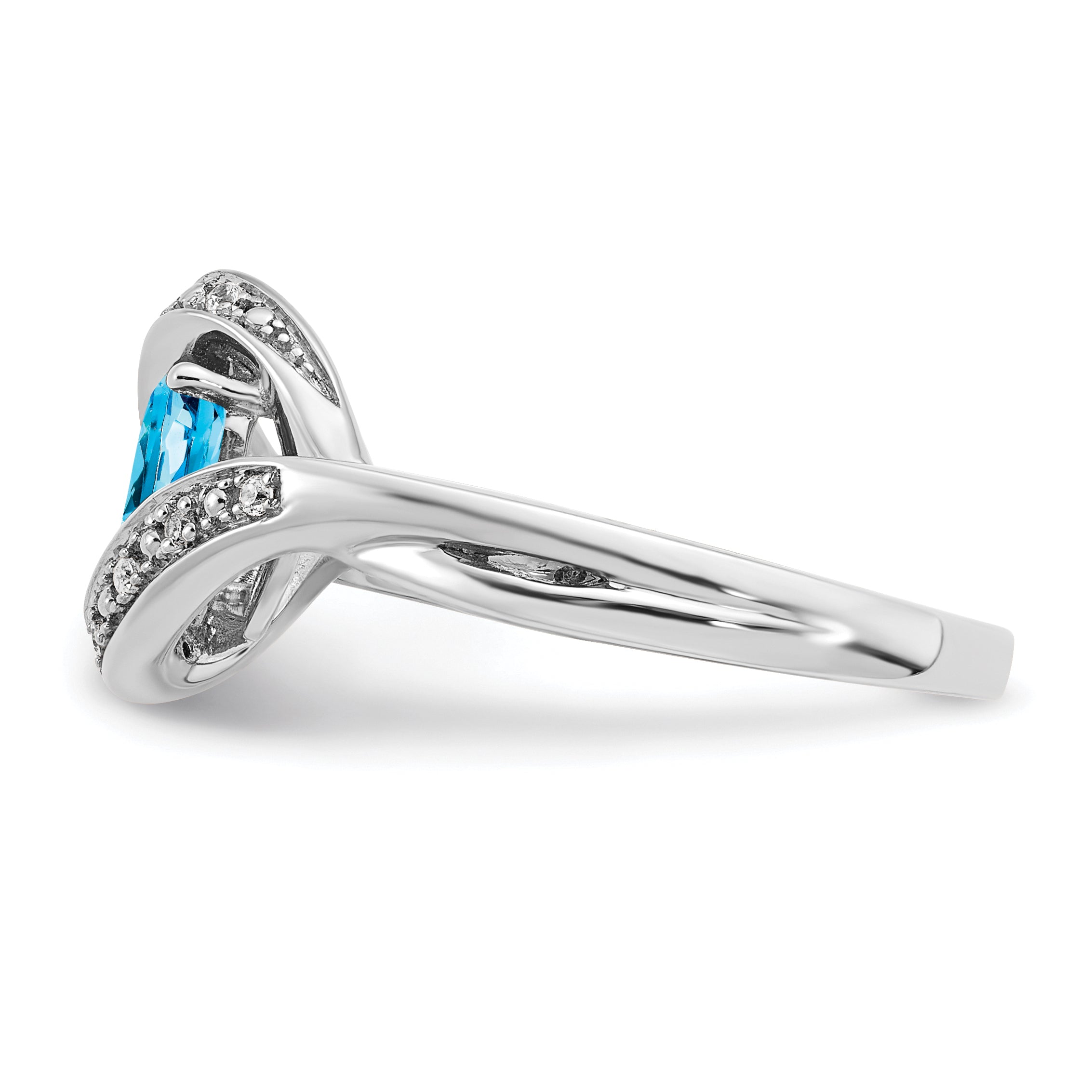 14k White Gold Oval Blue Topaz and Diamond Ring