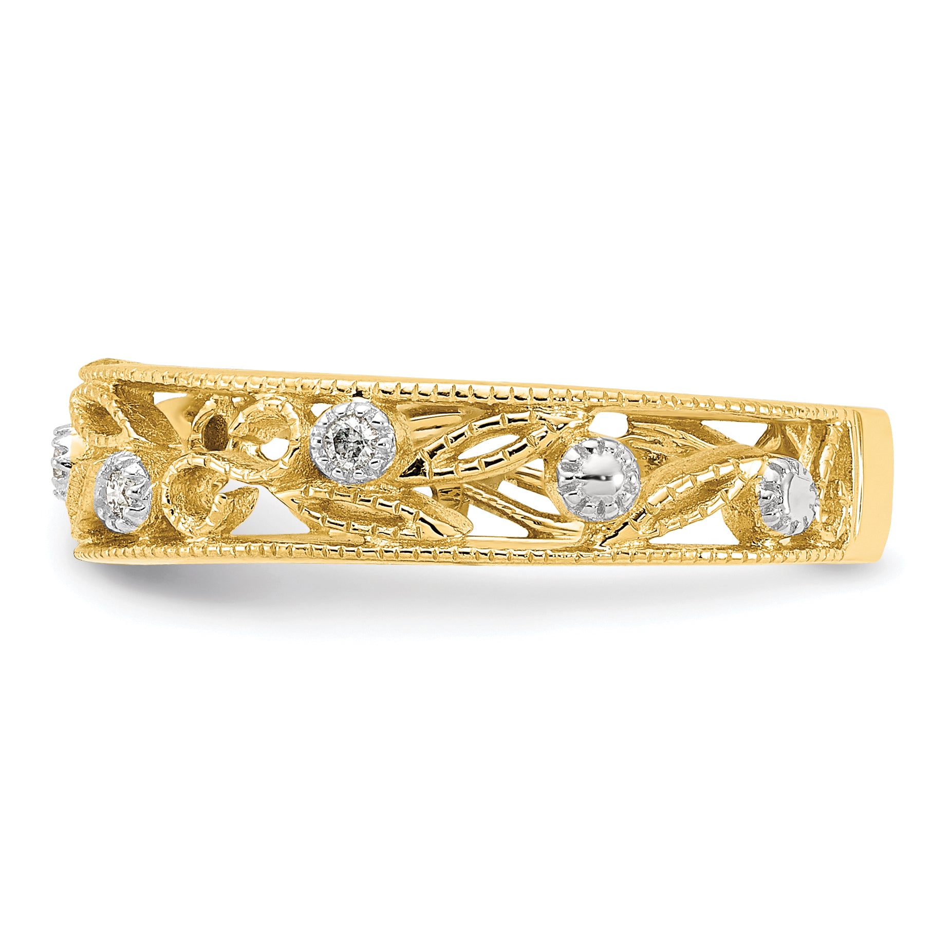 14k Flower Vine Design Diamond Ring