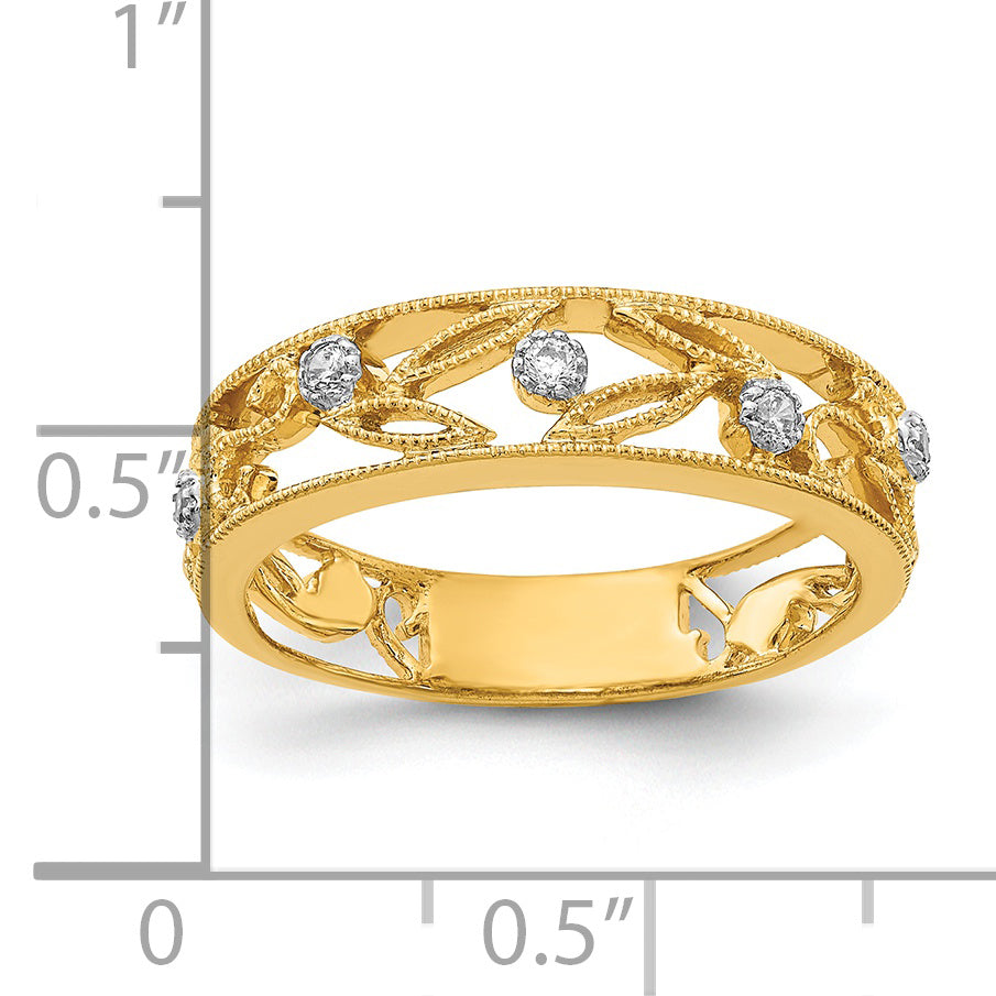 14k Flower Vine Design Diamond Ring