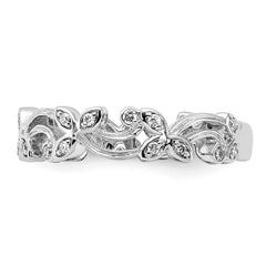 14k White Gold Diamond Floral Band