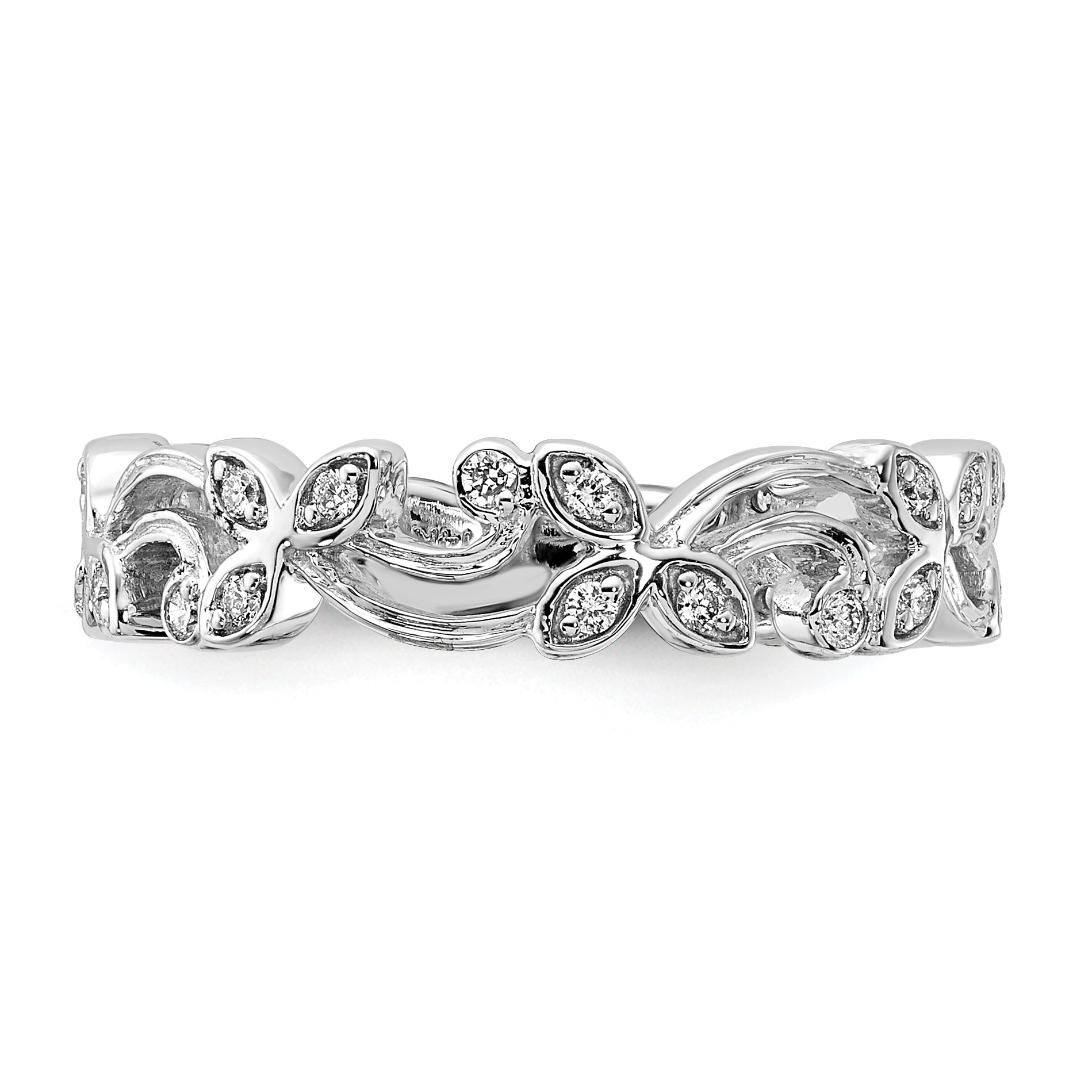 14k White Gold Diamond Floral Band