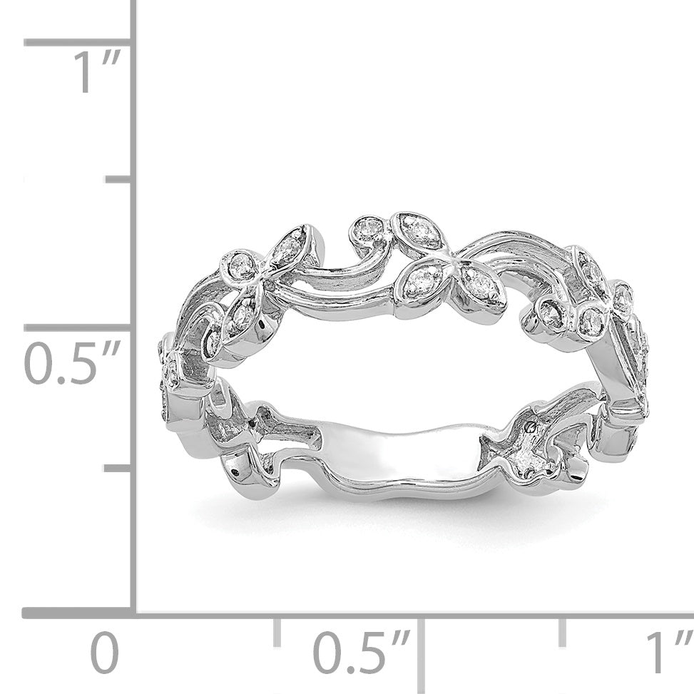 14k White Gold Diamond Floral Band