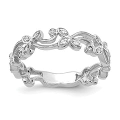 14k White Gold Diamond Floral Band