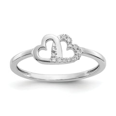 10K White Gold Diamond Double Heart Ring