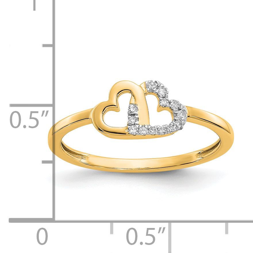 10K Diamond Double Heart Ring