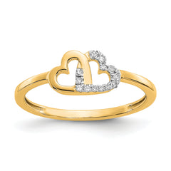 10K Diamond Double Heart Ring