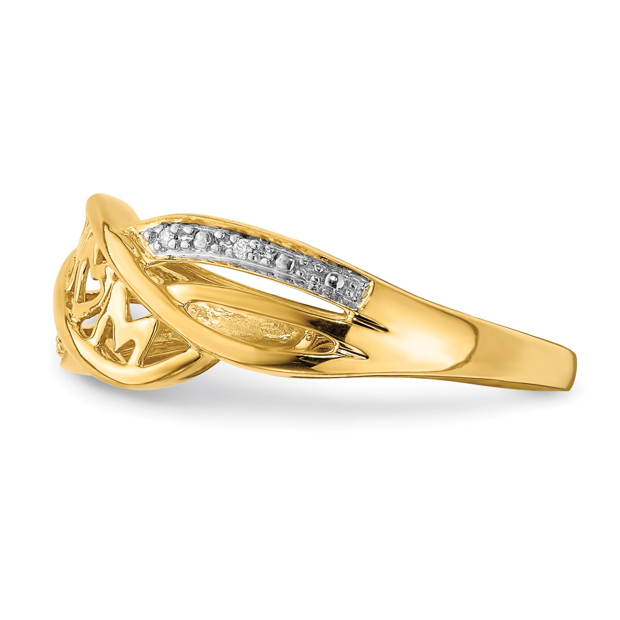 14k WithRhodium Diamond MOM Ring