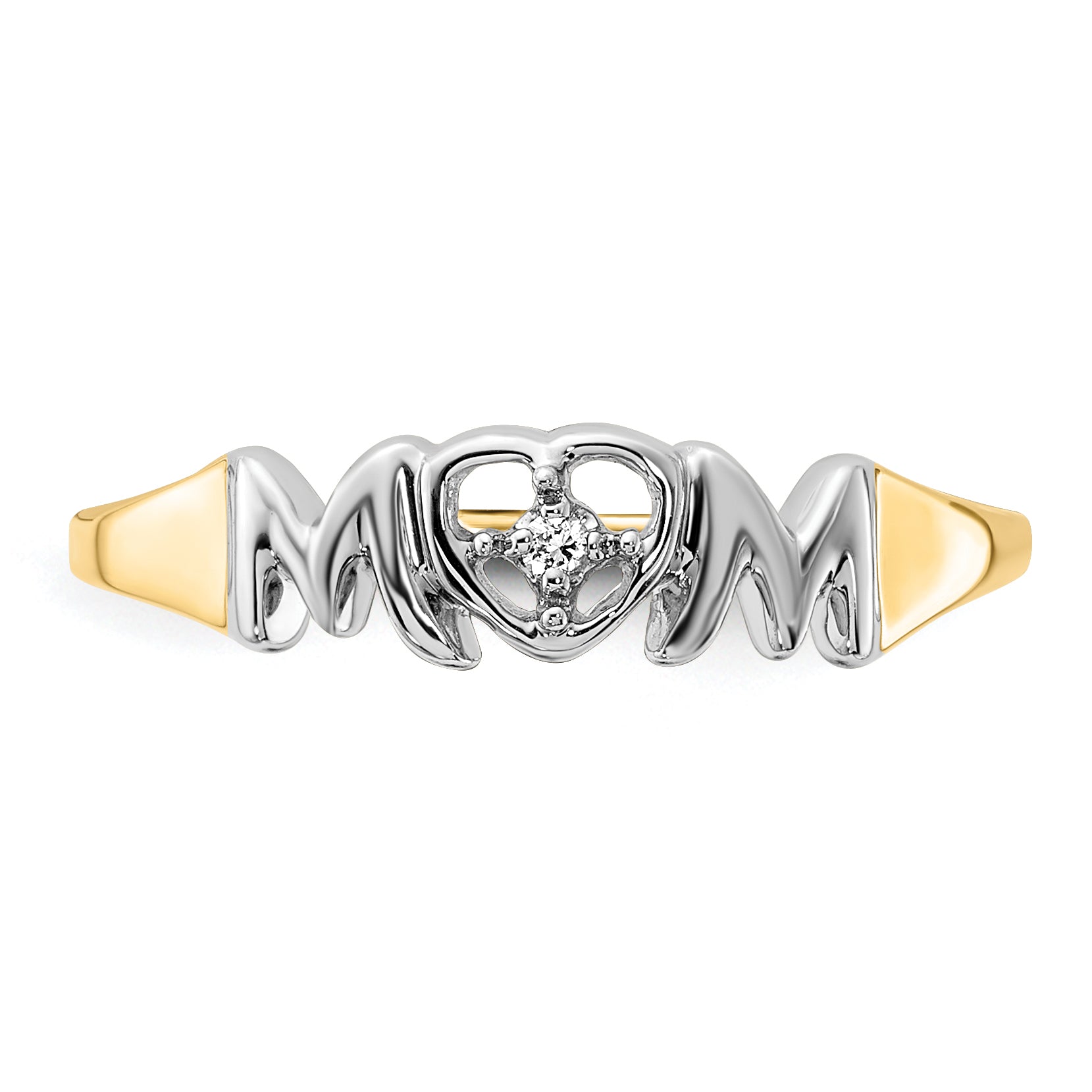 14k WithRhodium Diamond MOM Ring