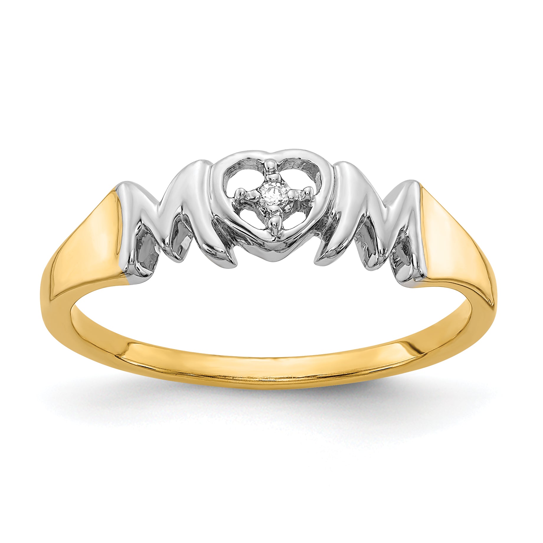 14k WithRhodium Diamond MOM Ring