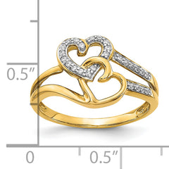 10K Diamond Hearts Ring