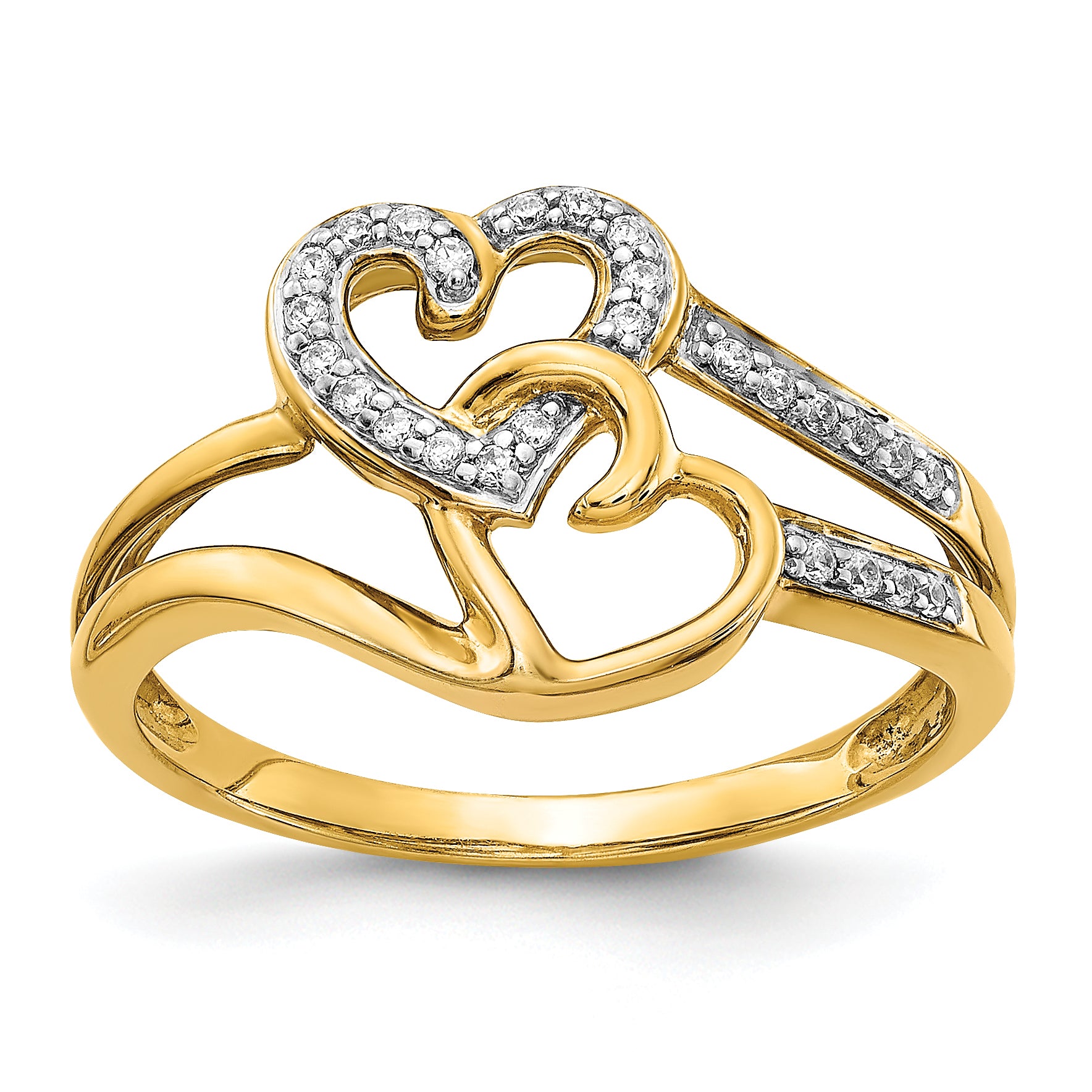 10K Diamond Hearts Ring