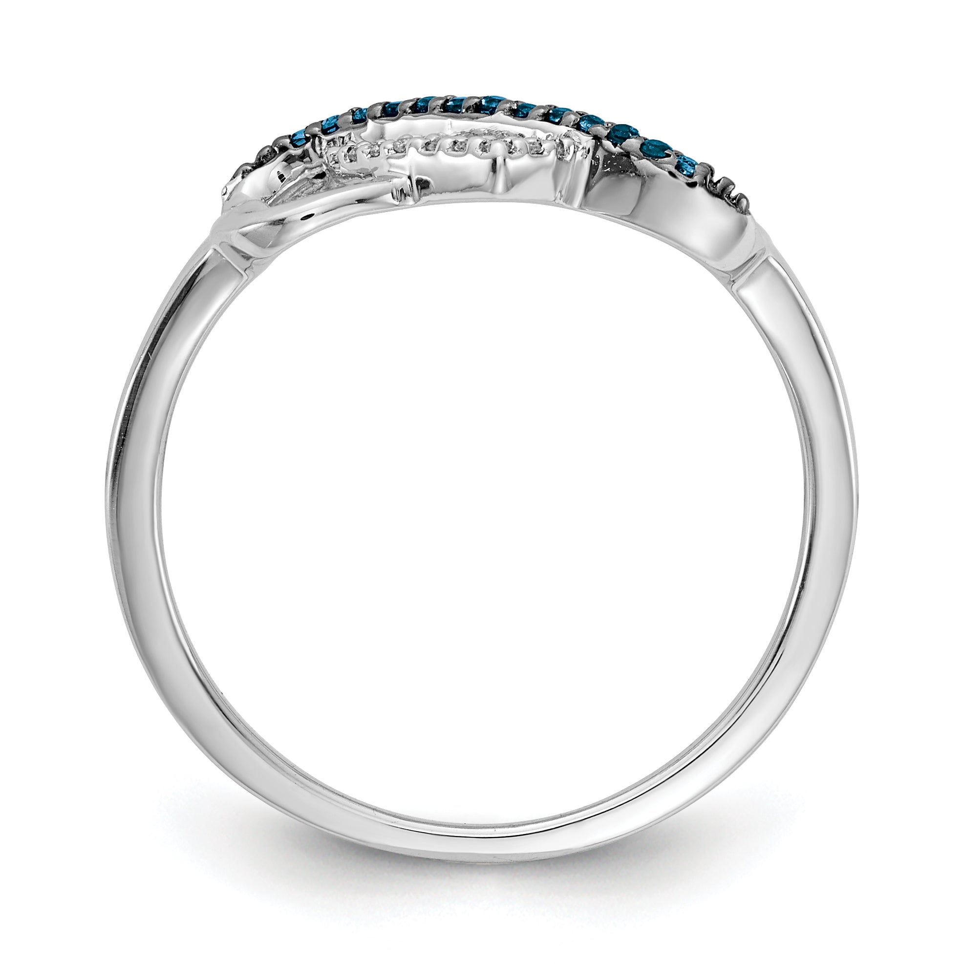 14k White Gold Blue and White Diamond Infinity and Heart Ring