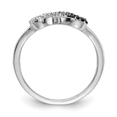 14k White Gold Black and White Diamond Infinity Heart Ring