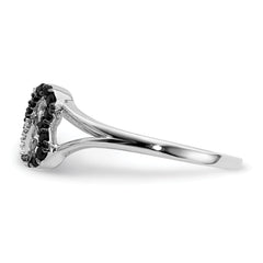 14k White Gold Black and White Diamond Infinity Heart Ring