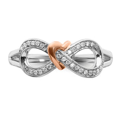 14k Two-tone Diamond Infinity WithHeart Ring