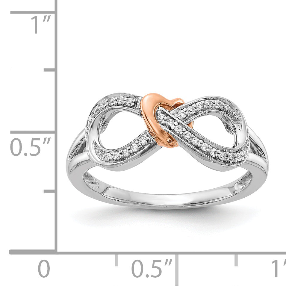 14k Two-tone Diamond Infinity WithHeart Ring