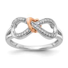 14k Two-tone Diamond Infinity WithHeart Ring