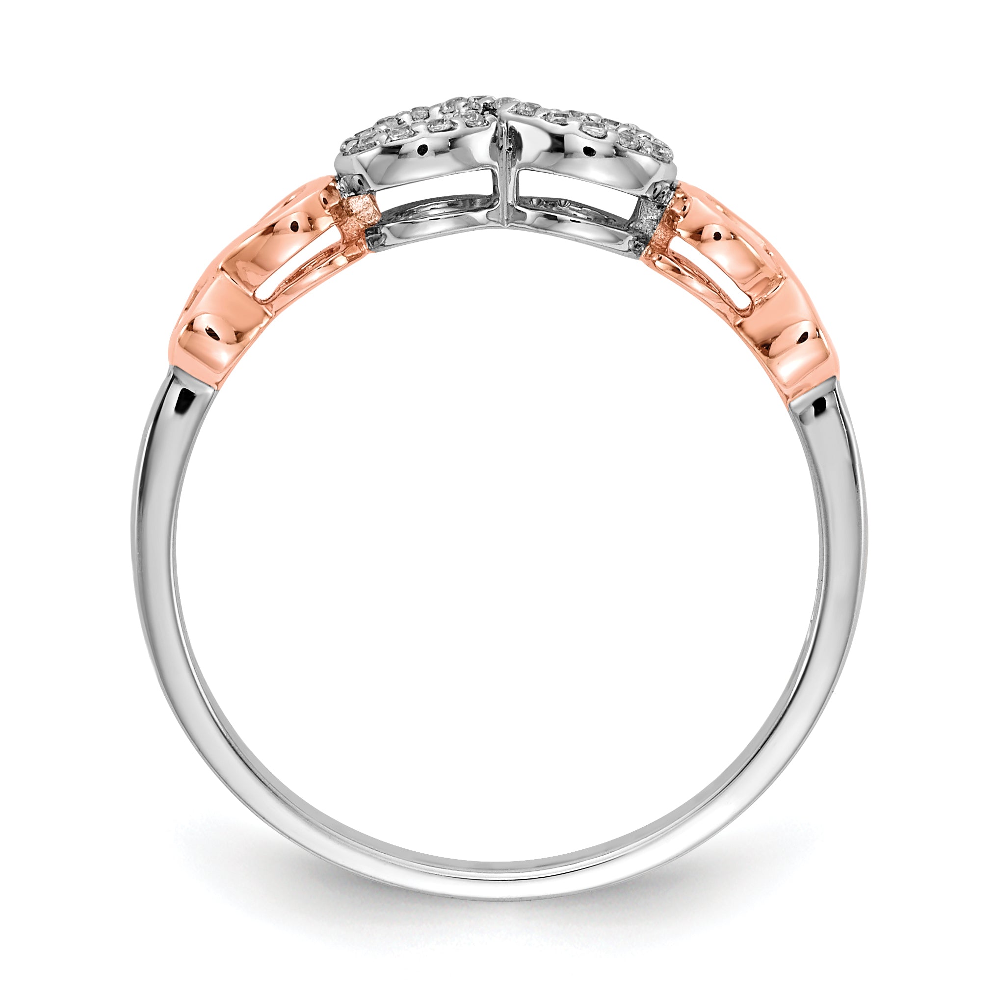 10K Rose Gold WithWhite Rhodium Diamond Infinity Ring