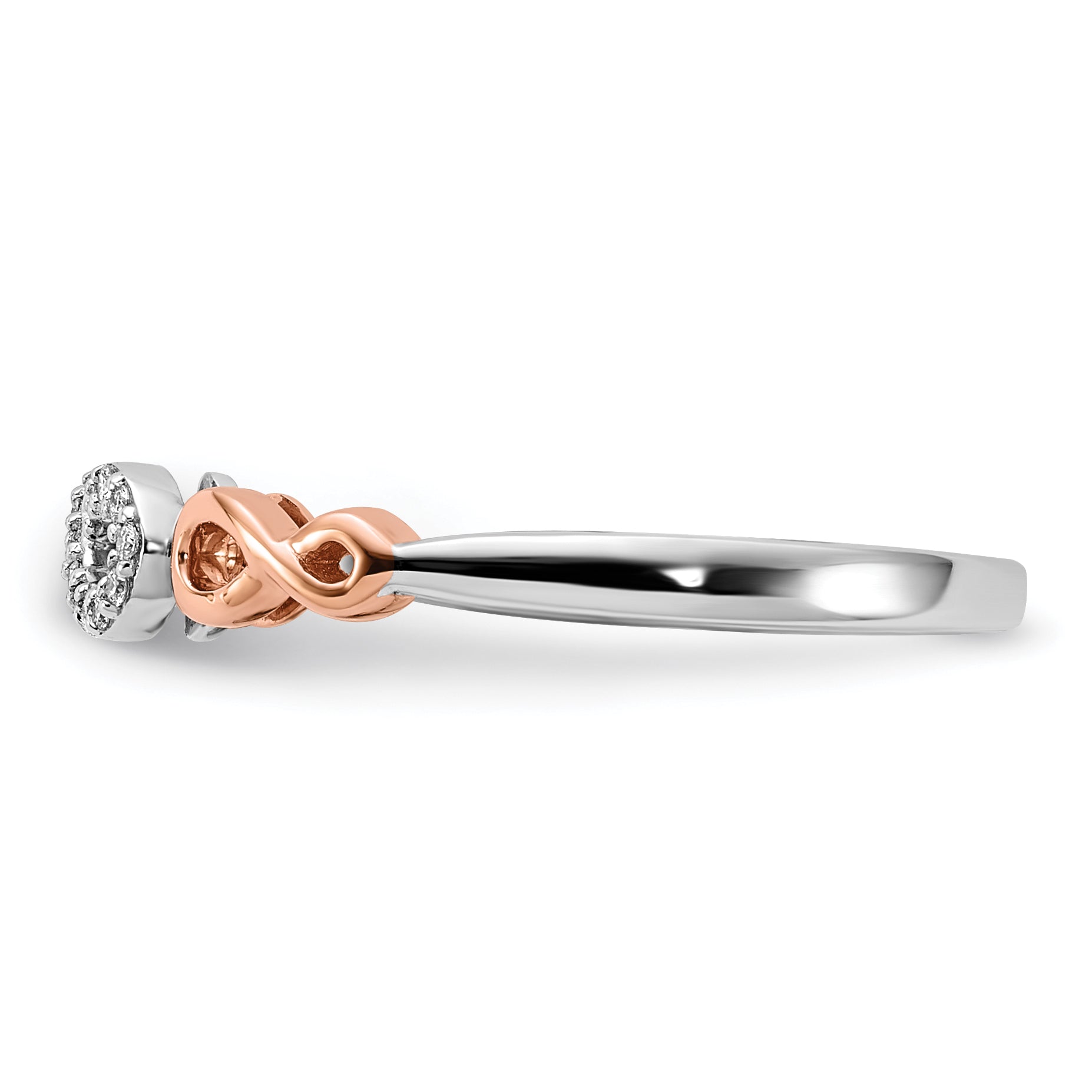 10K Rose Gold WithWhite Rhodium Diamond Infinity Ring