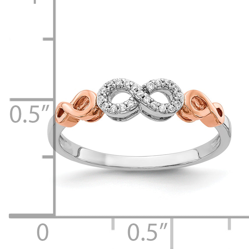 10K Rose Gold WithWhite Rhodium Diamond Infinity Ring