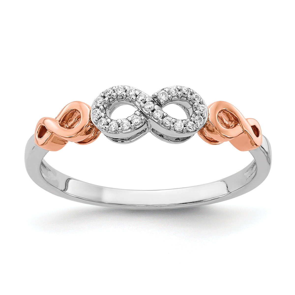 10K Rose Gold WithWhite Rhodium Diamond Infinity Ring