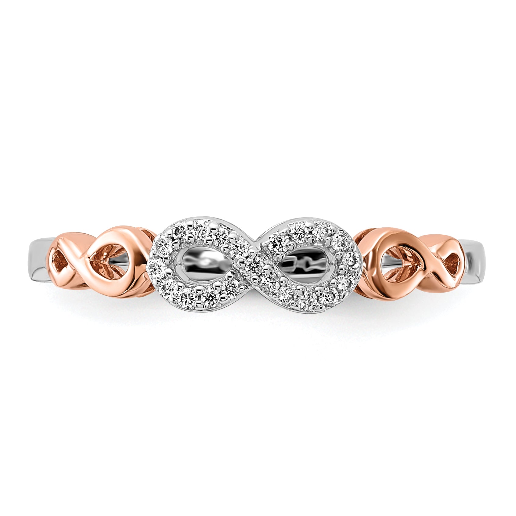 14k Rose Gold WithWhite Rhodium Diamond Infinity Ring