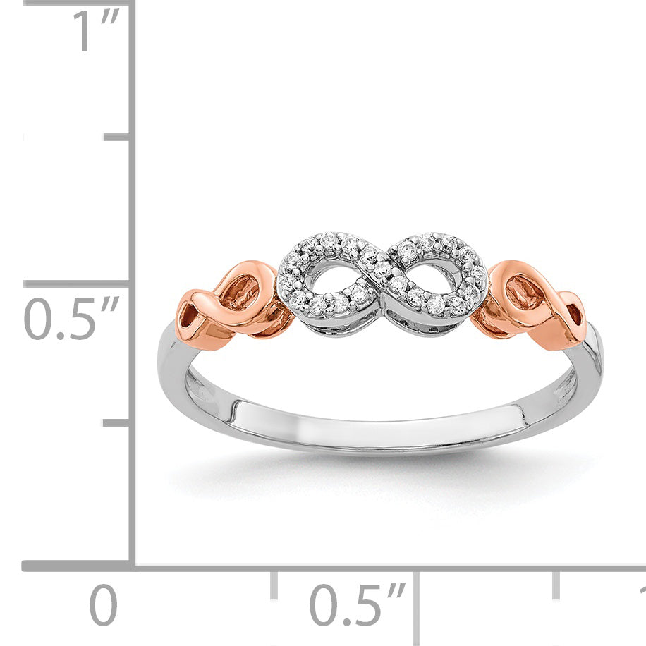 14k Rose Gold WithWhite Rhodium Diamond Infinity Ring