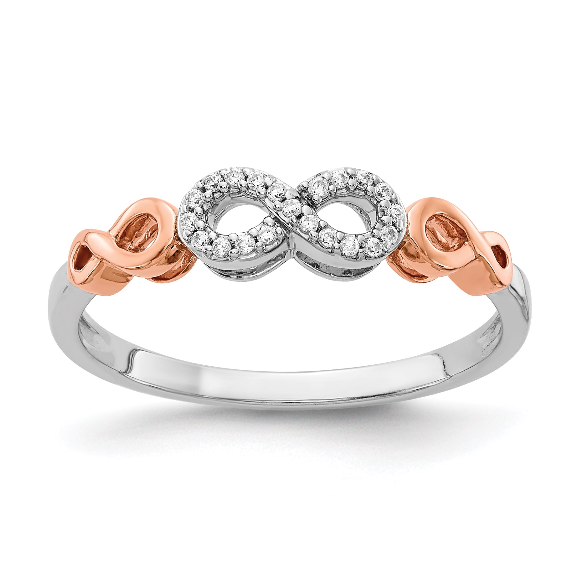 14k Rose Gold WithWhite Rhodium Diamond Infinity Ring