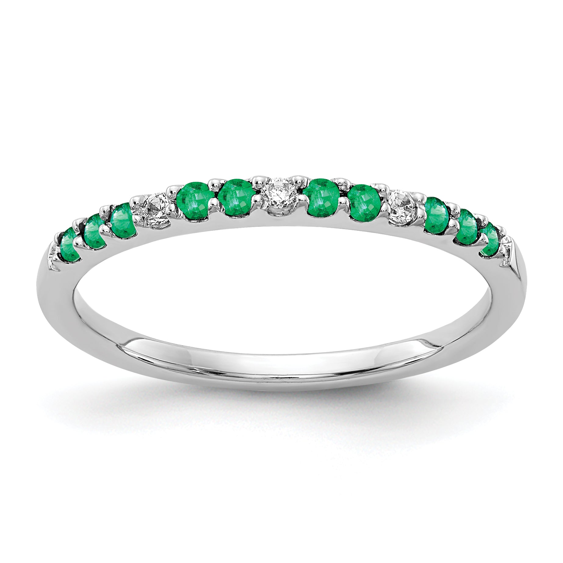 10k White Gold Diamond and Emerald Band