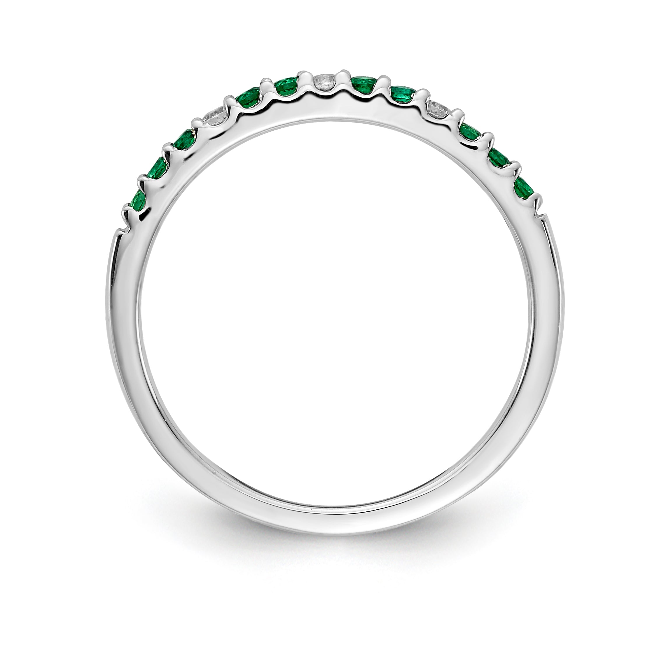 14k White Gold Diamond and Emerald Band